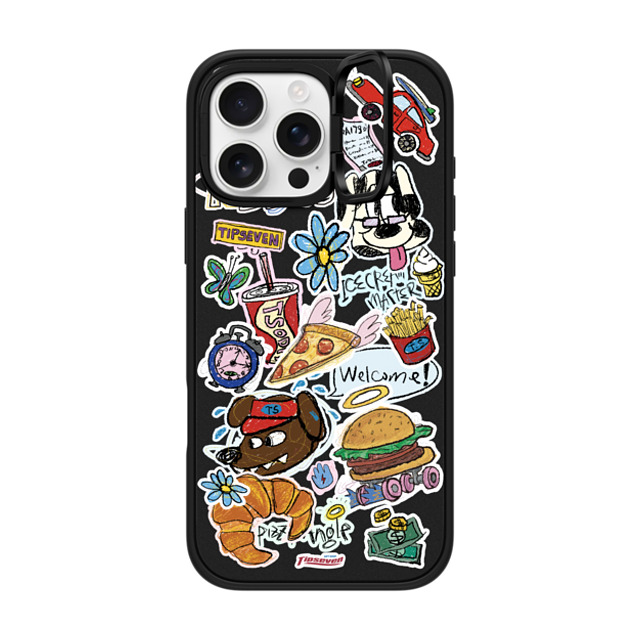 CASETiFY iPhone 16 Pro Max ケース マットブラック インパクトリングスタンドケース MagSafe対応 Fast Food Open zayla zhou