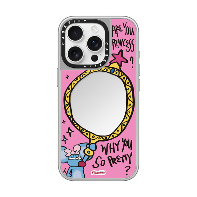 CASETiFY iPhone 16 Pro ケース シルバー (シルバーバンパー) ミラーケース MagSafe対応 Mousey Magic Mirror zayla zhou