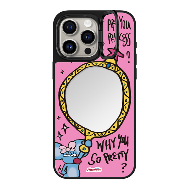 CASETiFY iPhone 15 Pro Max ケース Silver on Black ミラー リングスタンドケース MagSafe対応 Mousey Magic Mirror zayla zhou