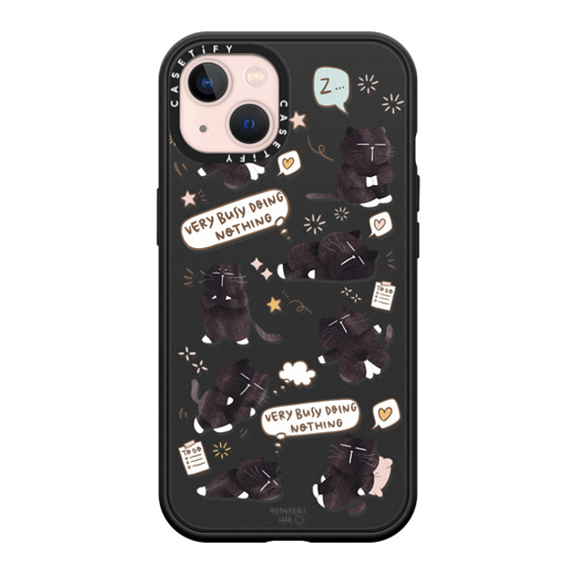 moonariesillo x CASETiFY iPhone 13 ケース マットブラック インパクトケース MagSafe対応 Very busy doing nothing pattern case by Moonaries illo