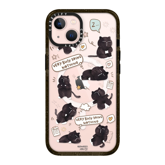 moonariesillo x CASETiFY iPhone 13 ケース ブラック インパクトケース MagSafe対応 Very busy doing nothing pattern case by Moonaries illo