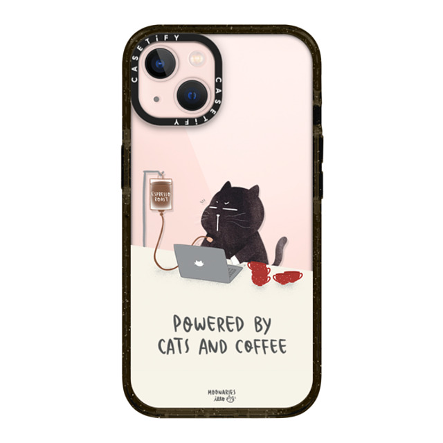 moonariesillo x CASETiFY iPhone 13 ケース ブラック インパクトケース Powered by cats and coffee by Moonaries illo