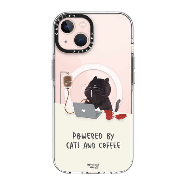 moonariesillo x CASETiFY iPhone 13 ケース クリア クリア ケース MagSafe対応 Powered by cats and coffee by Moonaries illo