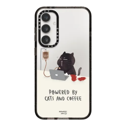 Galaxy S23 FE - Powered by cats and coffee by Moonaries illo