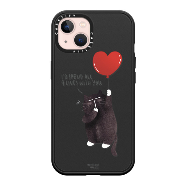 moonariesillo x CASETiFY iPhone 13 ケース マットブラック インパクトケース MagSafe対応 I'd spend all 9 lives with you by Moonaries illo