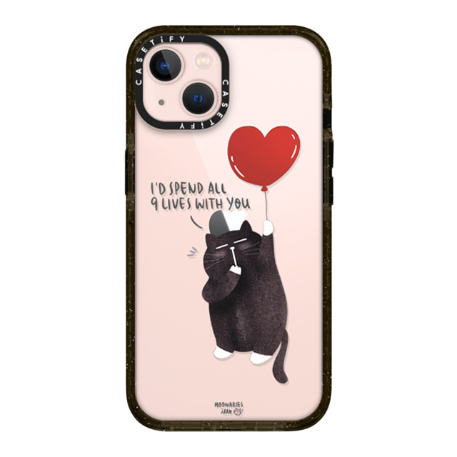 moonariesillo x CASETiFY iPhone 13 ケース ブラック インパクトケース I'd spend all 9 lives with you by Moonaries illo