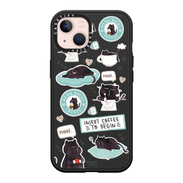 moonariesillo x CASETiFY iPhone 13 ケース マットブラック インパクトケース MagSafe対応 Insert coffee to begin sticker case by Moonaries illo