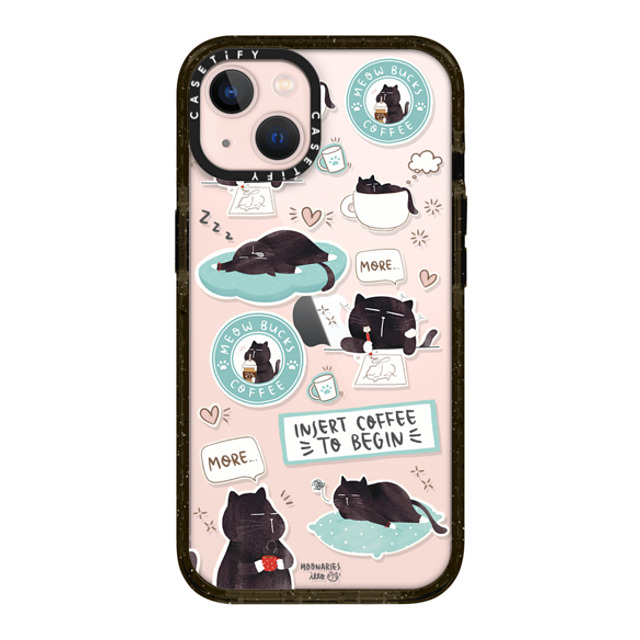 moonariesillo x CASETiFY iPhone 13 ケース ブラック インパクトケース Insert coffee to begin sticker case by Moonaries illo