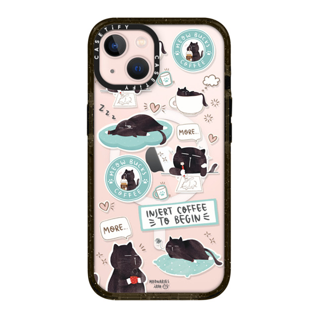 moonariesillo x CASETiFY iPhone 13 ケース ブラック インパクトケース MagSafe対応 Insert coffee to begin sticker case by Moonaries illo