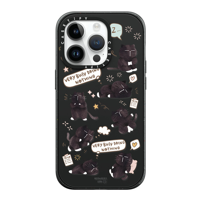 moonariesillo x CASETiFY iPhone 14 Pro ケース マットブラック インパクトケース MagSafe対応 Very busy doing nothing pattern case by Moonaries illo