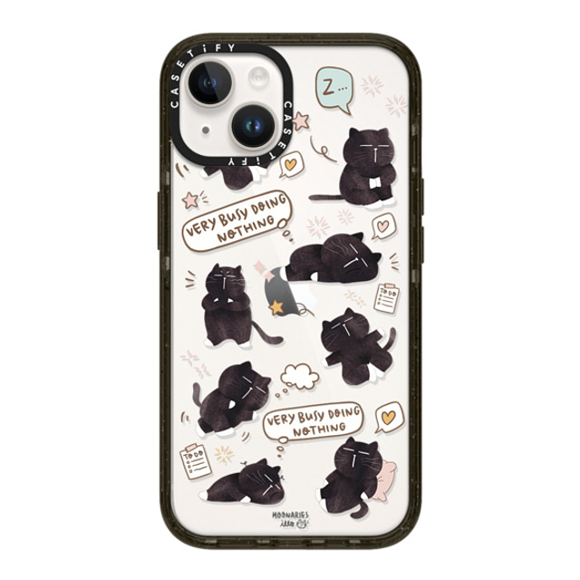 moonariesillo x CASETiFY iPhone 14 ケース ブラック インパクトケース Very busy doing nothing pattern case by Moonaries illo