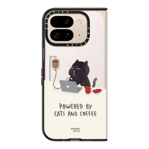 Google Pixel 9 Pro Fold - Powered by cats and coffee by Moonaries illo