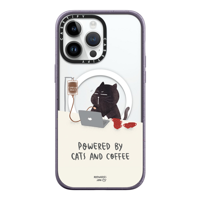 moonariesillo x CASETiFY iPhone 14 Pro Max ケース Matte Deep Purple インパクトケース MagSafe対応 Powered by cats and coffee by Moonaries illo