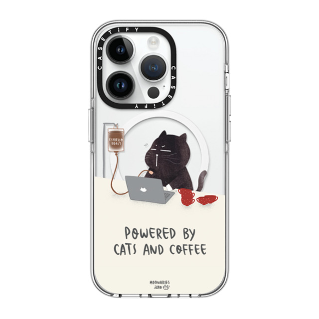 moonariesillo x CASETiFY iPhone 14 Pro ケース クリア クリア ケース MagSafe対応 Powered by cats and coffee by Moonaries illo