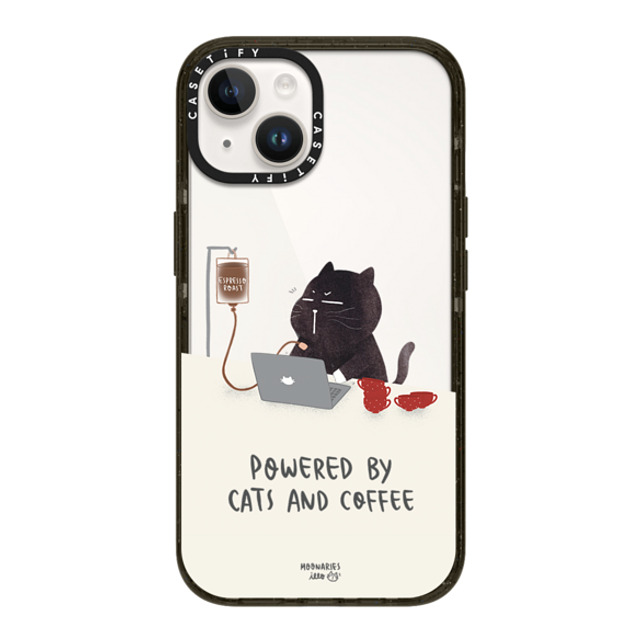 moonariesillo x CASETiFY iPhone 14 ケース ブラック インパクトケース Powered by cats and coffee by Moonaries illo