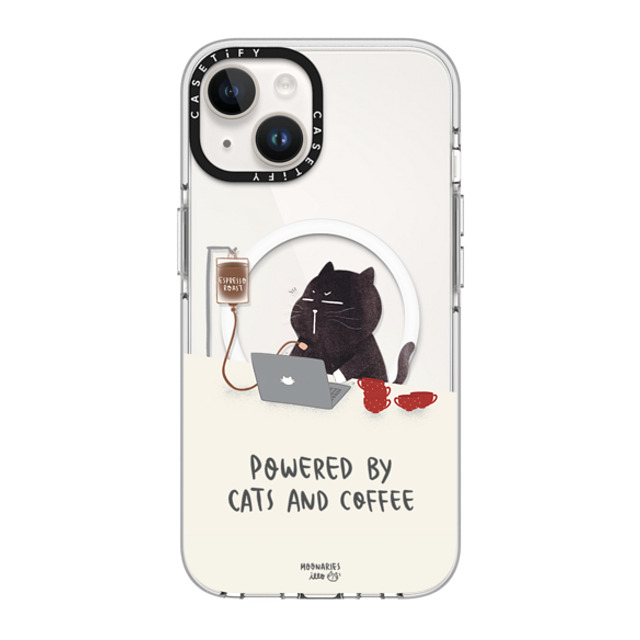 moonariesillo x CASETiFY iPhone 14 ケース クリア クリア ケース MagSafe対応 Powered by cats and coffee by Moonaries illo