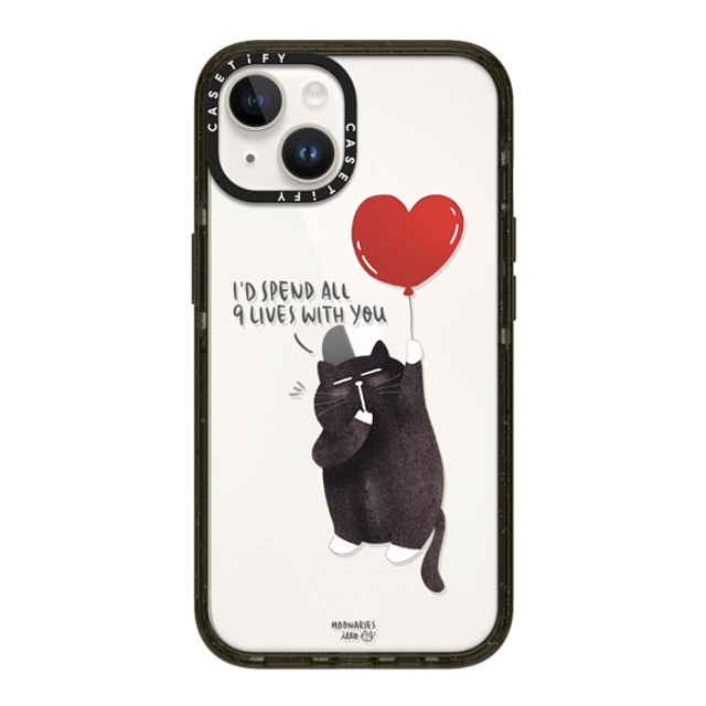 moonariesillo x CASETiFY iPhone 14 ケース ブラック インパクトケース I'd spend all 9 lives with you by Moonaries illo