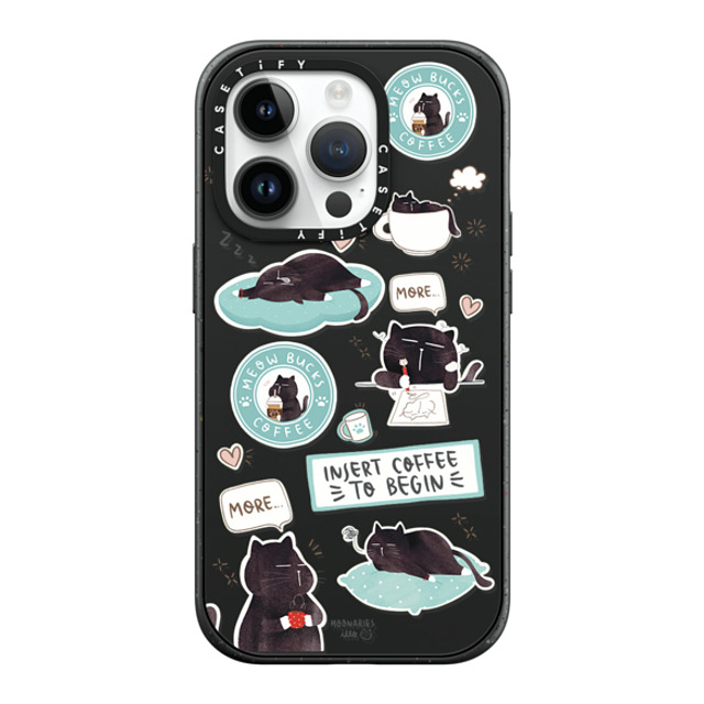 moonariesillo x CASETiFY iPhone 14 Pro ケース マットブラック インパクトケース MagSafe対応 Insert coffee to begin sticker case by Moonaries illo