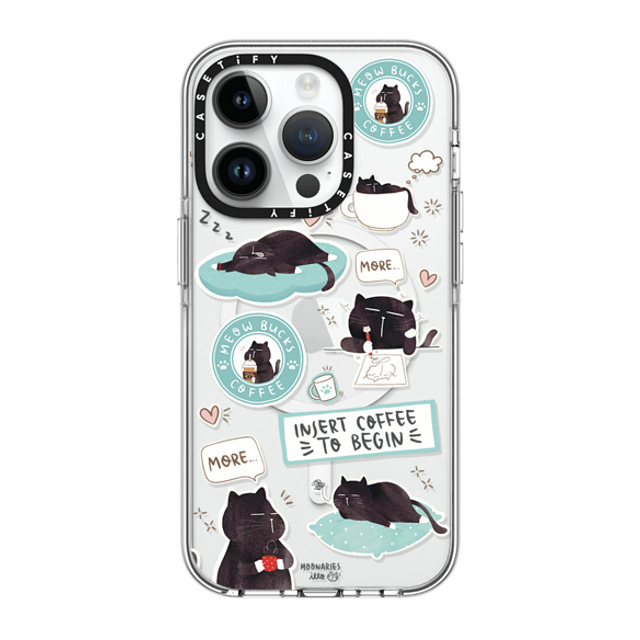 moonariesillo x CASETiFY iPhone 14 Pro ケース クリア クリア ケース MagSafe対応 Insert coffee to begin sticker case by Moonaries illo