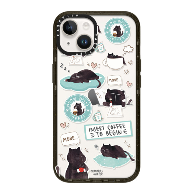 moonariesillo x CASETiFY iPhone 14 ケース ブラック インパクトケース Insert coffee to begin sticker case by Moonaries illo