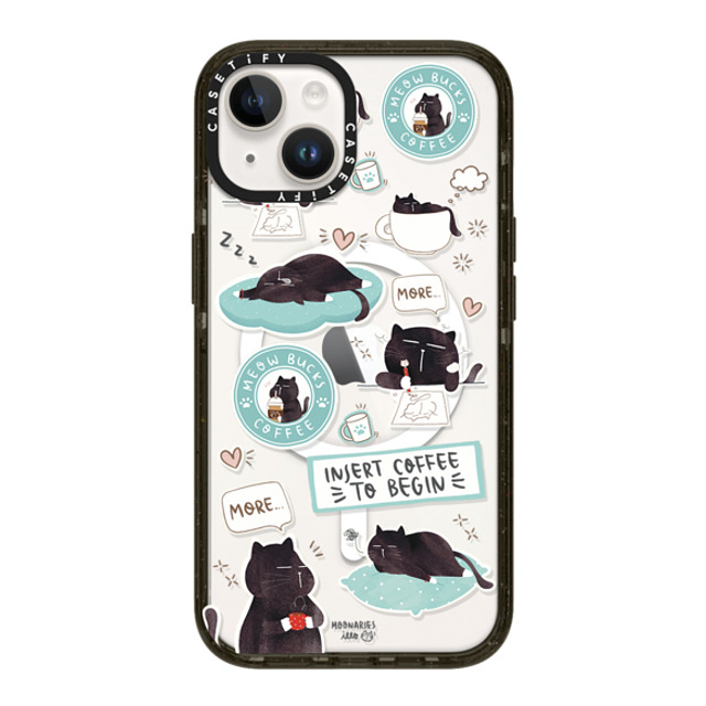 moonariesillo x CASETiFY iPhone 14 ケース ブラック インパクトケース MagSafe対応 Insert coffee to begin sticker case by Moonaries illo