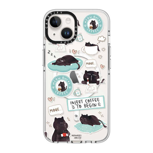 moonariesillo x CASETiFY iPhone 14 ケース クリア クリア ケース MagSafe対応 Insert coffee to begin sticker case by Moonaries illo