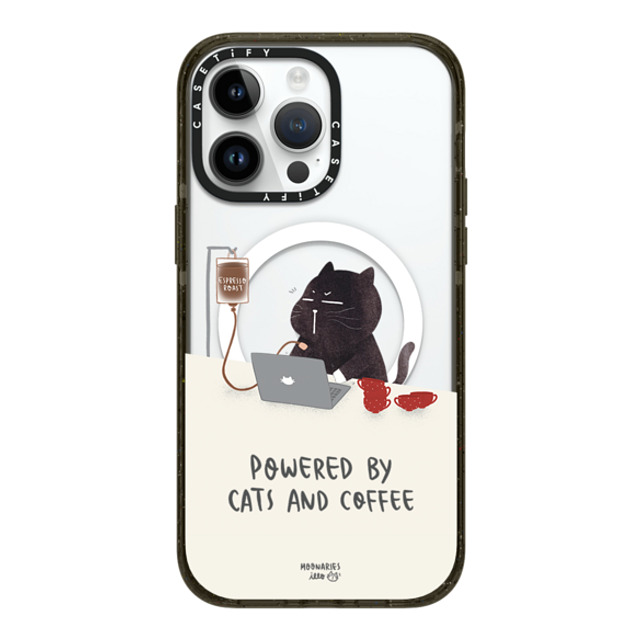 moonariesillo x CASETiFY iPhone 14 Pro Max ケース ブラック インパクトケース MagSafe対応 Powered by cats and coffee by Moonaries illo