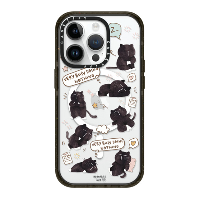 moonariesillo x CASETiFY iPhone 14 Pro ケース ブラック インパクトケース MagSafe対応 Very busy doing nothing pattern case by Moonaries illo