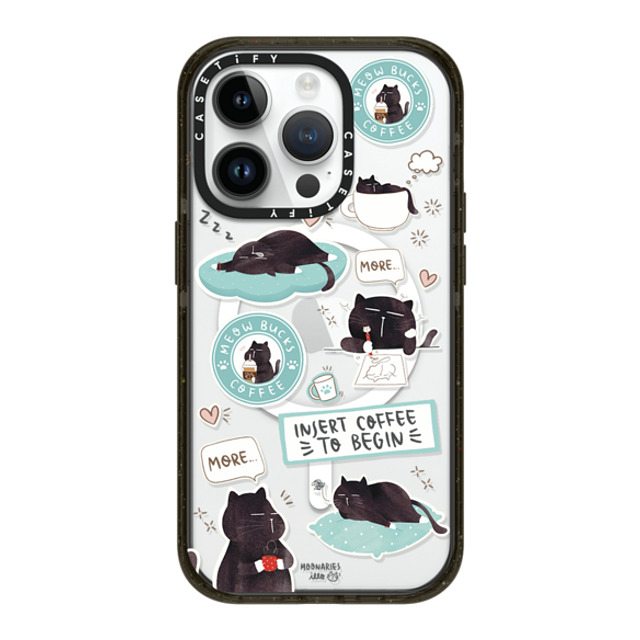 moonariesillo x CASETiFY iPhone 14 Pro ケース ブラック インパクトケース MagSafe対応 Insert coffee to begin sticker case by Moonaries illo