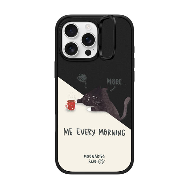 moonariesillo x CASETiFY iPhone 16 Pro Max ケース マットブラック インパクトリングスタンドケース MagSafe対応 Me every morning by Moonaries illo