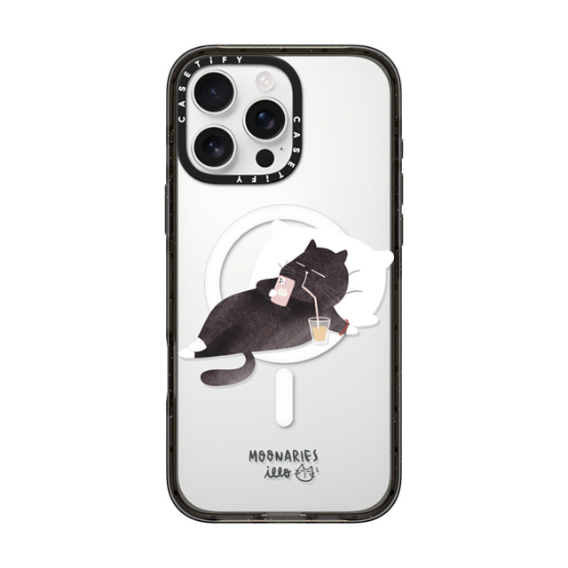 moonariesillo x CASETiFY iPhone 16 Pro Max ケース ブラック インパクトケース MagSafe対応 Life after work by Moonaries illo