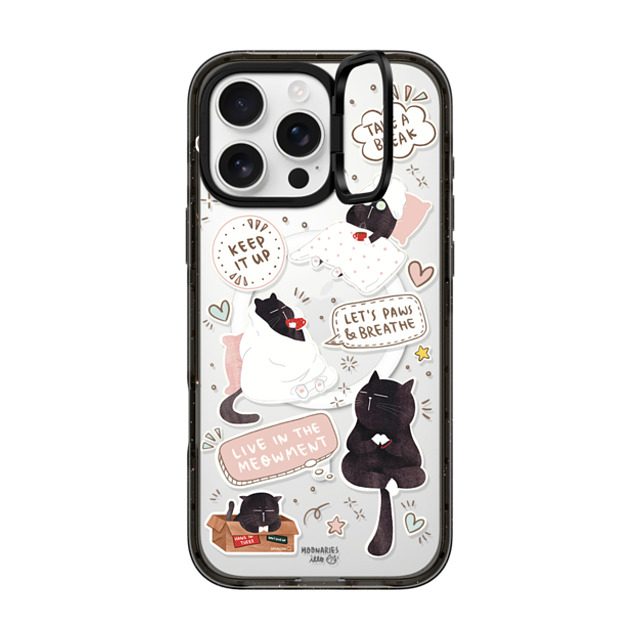 moonariesillo x CASETiFY iPhone 16 Pro Max ケース ブラック インパクトリングスタンドケース MagSafe対応 Self care is health care sticker case by Moonaries illo