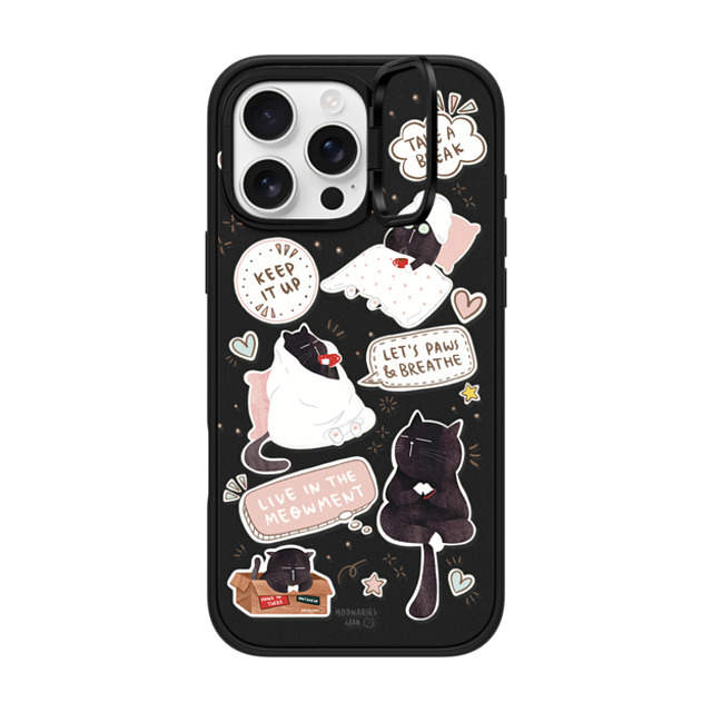 moonariesillo x CASETiFY iPhone 16 Pro Max ケース マットブラック インパクトリングスタンドケース MagSafe対応 Self care is health care sticker case by Moonaries illo