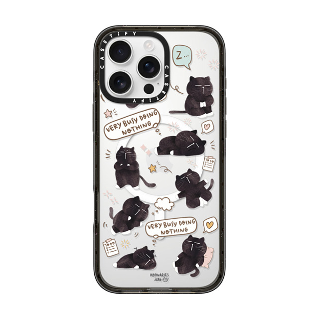 moonariesillo x CASETiFY iPhone 16 Pro Max ケース ブラック インパクトケース MagSafe対応 Very busy doing nothing pattern case by Moonaries illo