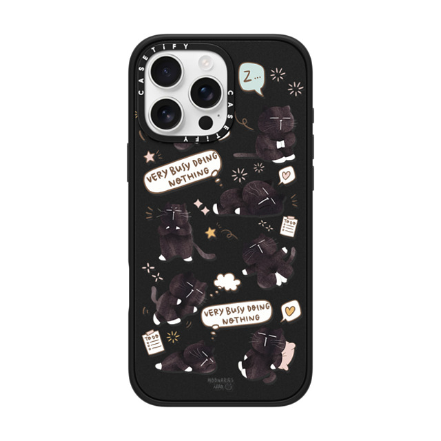 moonariesillo x CASETiFY iPhone 16 Pro Max ケース マットブラック インパクトケース MagSafe対応 Very busy doing nothing pattern case by Moonaries illo