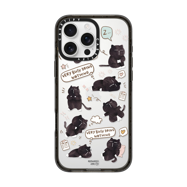 moonariesillo x CASETiFY iPhone 16 Pro Max ケース ブラック インパクトケース Very busy doing nothing pattern case by Moonaries illo