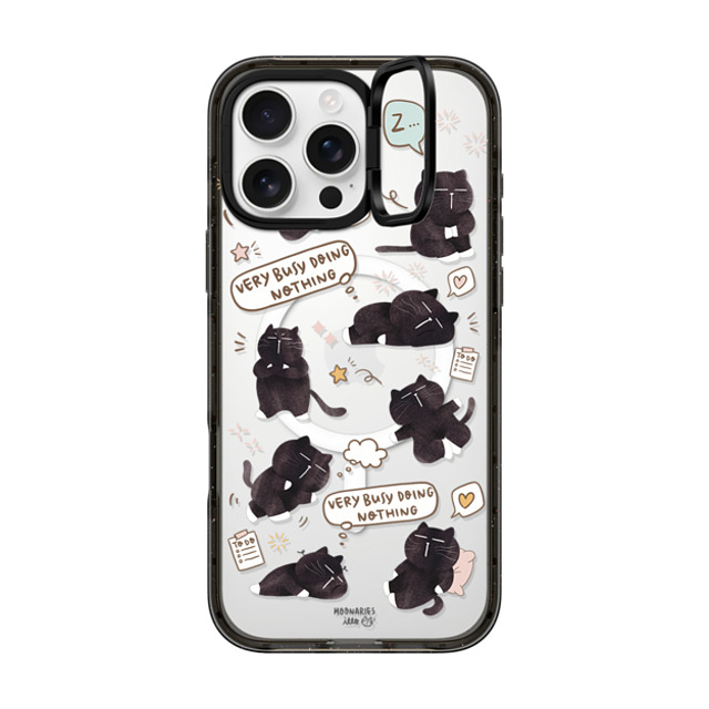 moonariesillo x CASETiFY iPhone 16 Pro Max ケース ブラック インパクトリングスタンドケース MagSafe対応 Very busy doing nothing pattern case by Moonaries illo