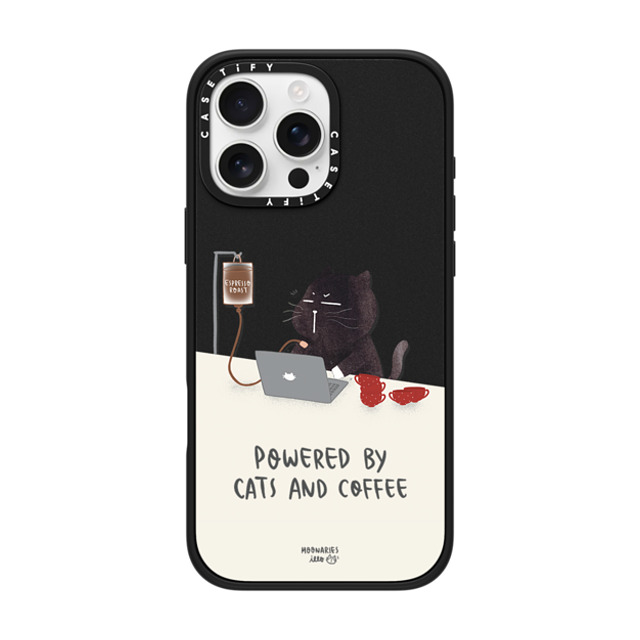 moonariesillo x CASETiFY iPhone 16 Pro Max ケース マットブラック インパクトケース MagSafe対応 Powered by cats and coffee by Moonaries illo