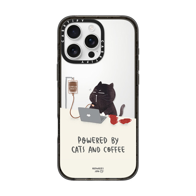 moonariesillo x CASETiFY iPhone 16 Pro Max ケース ブラック インパクトケース Powered by cats and coffee by Moonaries illo