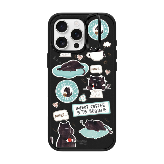 moonariesillo x CASETiFY iPhone 16 Pro Max ケース マットブラック インパクトリングスタンドケース MagSafe対応 Insert coffee to begin sticker case by Moonaries illo