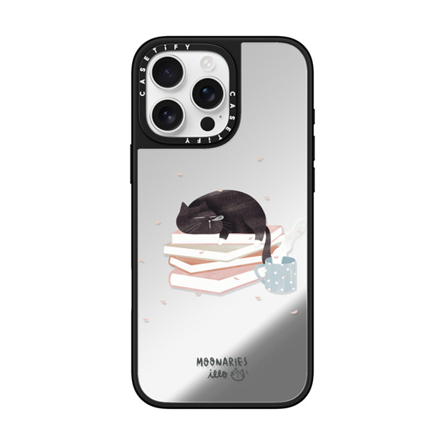 moonariesillo x CASETiFY iPhone 16 Pro Max Case Cat,Animal Silver on Black ミラーケース MagSafe対応 Book cat by Moonaries illo Mother's Day moonariesillo x CASETiFY iPhone 16 Pro Max Case Cat,Animal Silver on Black ミラーケース MagSafe対応 Book cat by Moonaries illo Mother's Day