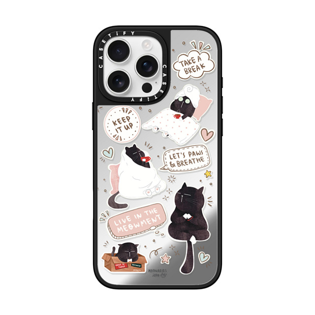 moonariesillo x CASETiFY iPhone 16 Pro Max ケース Cat,Animal Silver on Black ミラーケース MagSafe対応 Self care is health care sticker case by Moonaries illo Back to School moonariesillo x CASETiFY iPhone 16 Pro Max ケース Cat,Animal Silver on Black ミラーケース MagSafe対応 Self care is health care sticker case by Moonaries illo Back to School