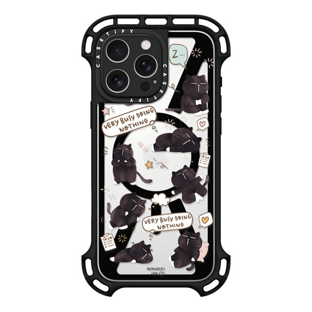 moonariesillo x CASETiFY iPhone 16 Pro Max ケース ブラック ウルトラ バウンスケース MagSafe対応 Very busy doing nothing pattern case by Moonaries illo