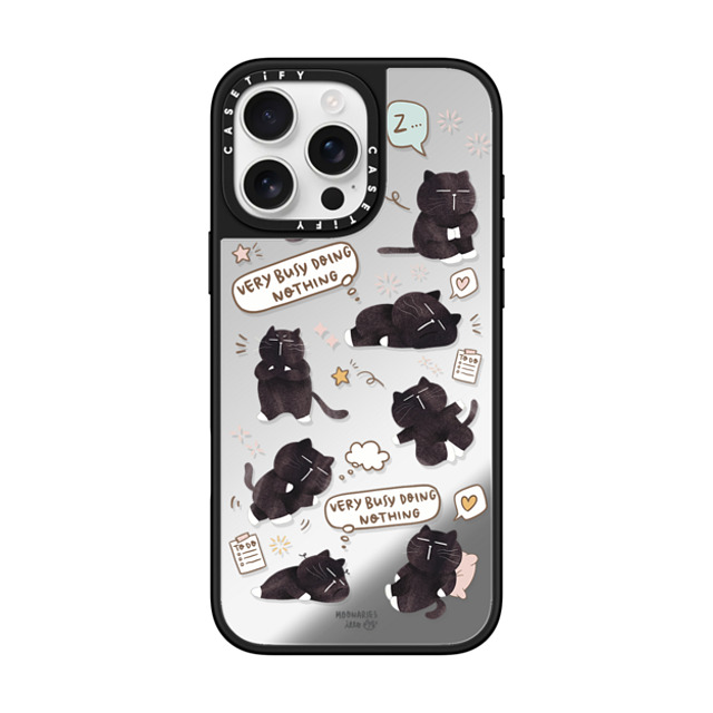moonariesillo x CASETiFY iPhone 16 Pro Max Case Cat,Animal Silver on Black ミラーケース MagSafe対応 Very busy doing nothing pattern case by Moonaries illo Mother's Day moonariesillo x CASETiFY iPhone 16 Pro Max Case Cat,Animal Silver on Black ミラーケース MagSafe対応 Very busy doing nothing pattern case by Moonaries illo Mother's Day