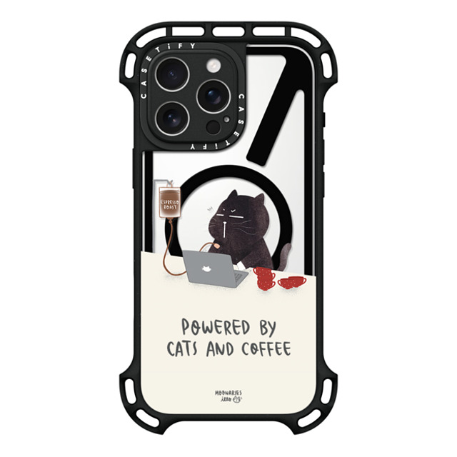 moonariesillo x CASETiFY iPhone 16 Pro Max ケース ブラック ウルトラ バウンスケース MagSafe対応 Powered by cats and coffee by Moonaries illo