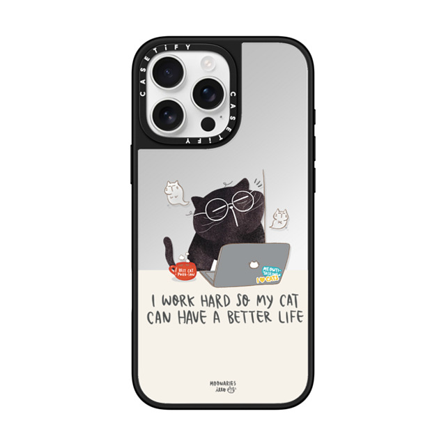 moonariesillo x CASETiFY iPhone 16 Pro Max ケース Silver on Black ミラーケース MagSafe対応 I work hard so my cat can have a better life Father's Day moonariesillo x CASETiFY iPhone 16 Pro Max ケース Silver on Black ミラーケース MagSafe対応 I work hard so my cat can have a better life Father's Day