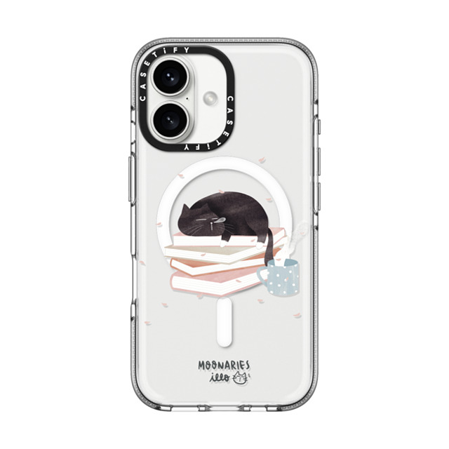 moonariesillo x CASETiFY iPhone 16 Case Cat,Animal クリア クリア ケース MagSafe対応 Book cat by Moonaries illo Mother's Day moonariesillo x CASETiFY iPhone 16 Case Cat,Animal クリア クリア ケース MagSafe対応 Book cat by Moonaries illo Mother's Day