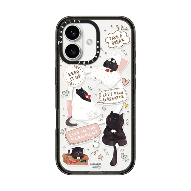 moonariesillo x CASETiFY iPhone 16 ケース ブラック インパクトケース MagSafe対応 Self care is health care sticker case by Moonaries illo