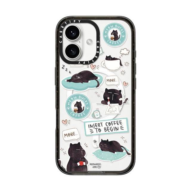 moonariesillo x CASETiFY iPhone 16 ケース ブラック インパクトケース MagSafe対応 Insert coffee to begin sticker case by Moonaries illo