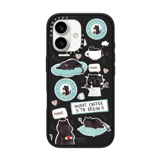 moonariesillo x CASETiFY iPhone 16 ケース マットブラック インパクトケース MagSafe対応 Insert coffee to begin sticker case by Moonaries illo